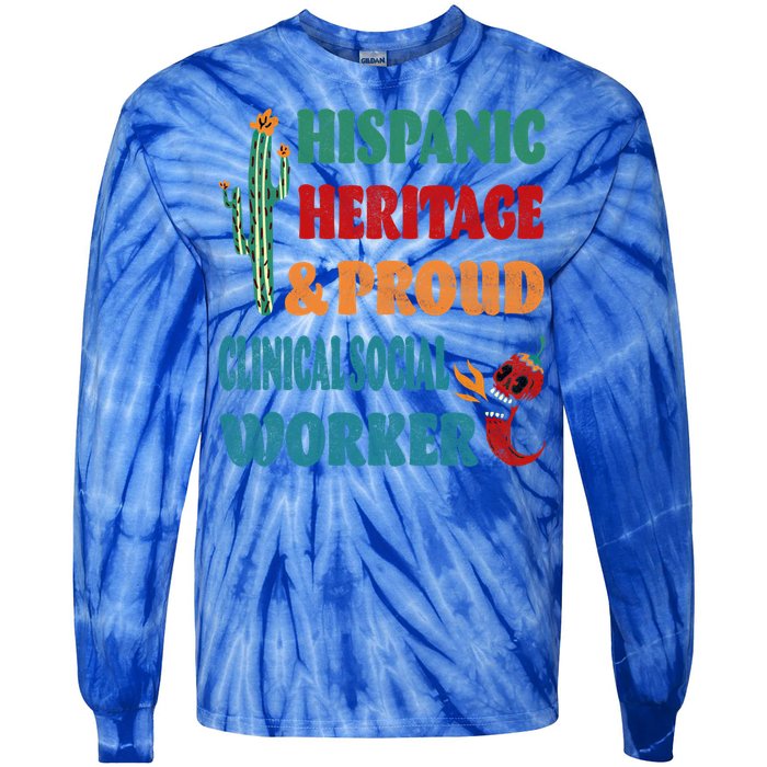 Hispanic Heritage And Proud Clinical Social Worker Cute Gift Tie-Dye Long Sleeve Shirt