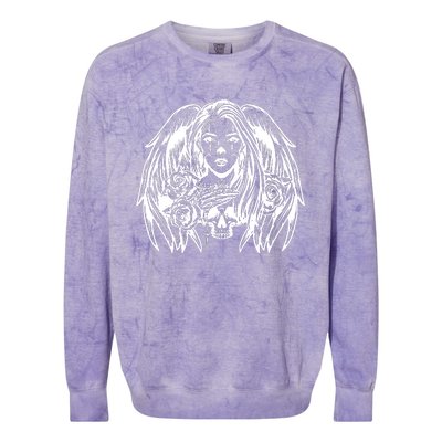 Heaven & Hell Angel Skull Day Of The Dead Colorblast Crewneck Sweatshirt