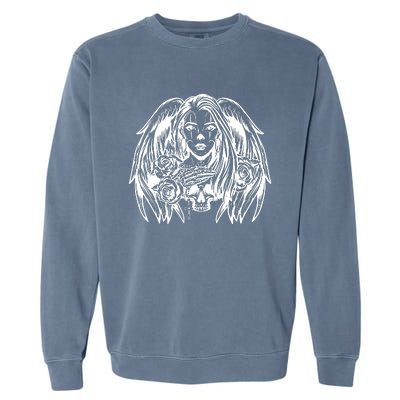 Heaven & Hell Angel Skull Day Of The Dead Garment-Dyed Sweatshirt