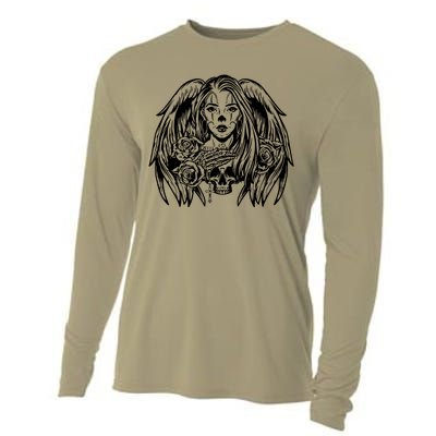 Heaven & Hell Angel Skull Day Of The Dead Cooling Performance Long Sleeve Crew