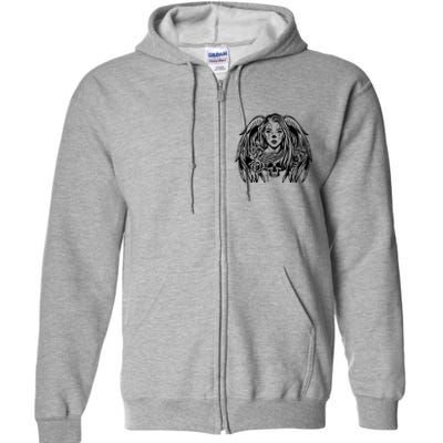 Heaven & Hell Angel Skull Day Of The Dead Full Zip Hoodie