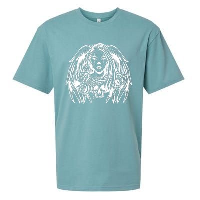 Heaven & Hell Angel Skull Day Of The Dead Sueded Cloud Jersey T-Shirt