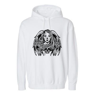 Heaven & Hell Angel Skull Day Of The Dead Garment-Dyed Fleece Hoodie