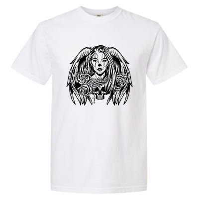 Heaven & Hell Angel Skull Day Of The Dead Garment-Dyed Heavyweight T-Shirt