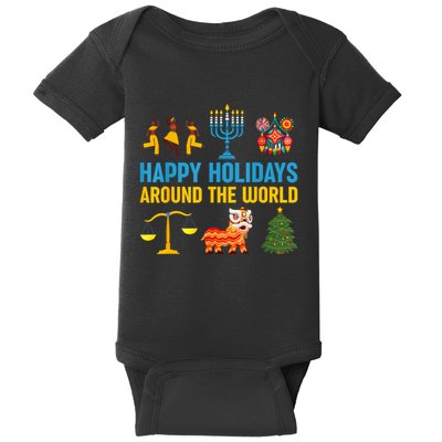 Happy Holidays Around The World Multicultural Celebration Baby Bodysuit