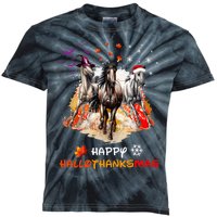 Horse Halloween And Merry Christmas Happy Hallothanksmas Kids Tie-Dye T-Shirt