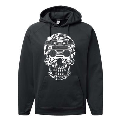 Hip Hop Boombox Hiphop Boombox Skull Performance Fleece Hoodie