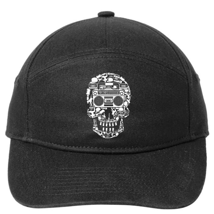 Hip Hop Boombox Hiphop Boombox Skull 7-Panel Snapback Hat