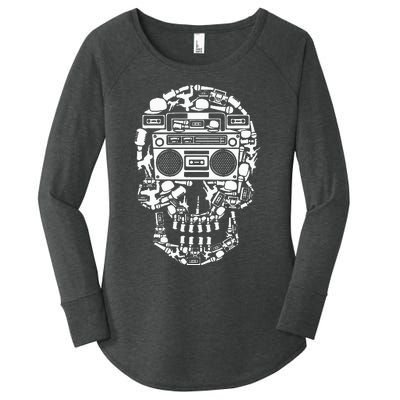 Hip Hop Boombox Hiphop Boombox Skull Women's Perfect Tri Tunic Long Sleeve Shirt