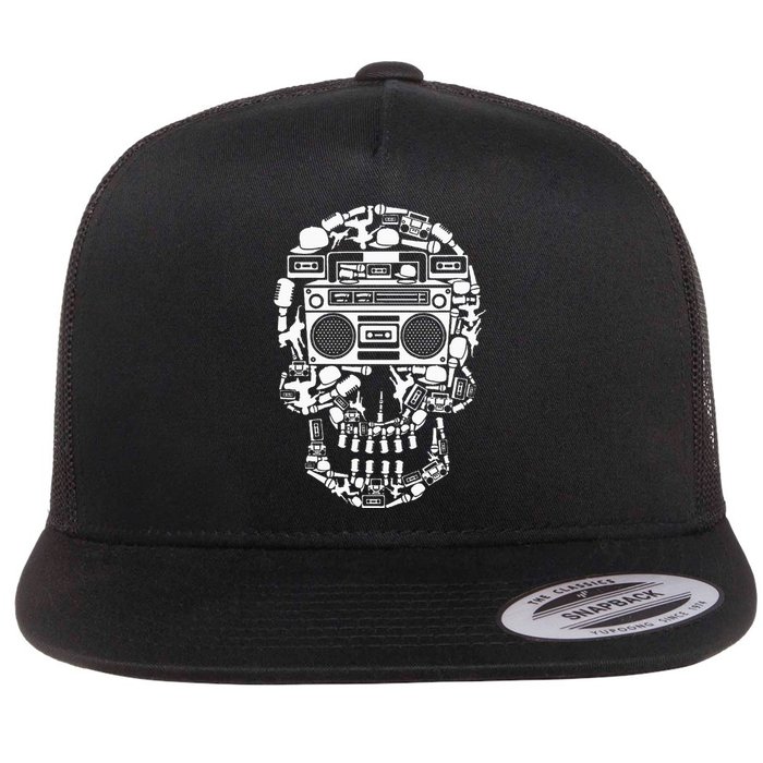 Hip Hop Boombox Hiphop Boombox Skull Flat Bill Trucker Hat