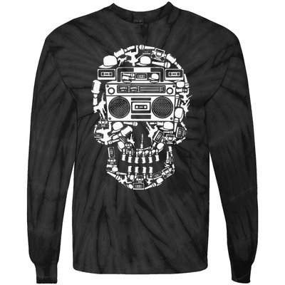 Hip Hop Boombox Hiphop Boombox Skull Tie-Dye Long Sleeve Shirt