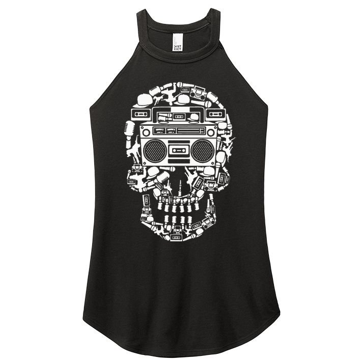 Hip Hop Boombox Hiphop Boombox Skull Women's Perfect Tri Rocker Tank