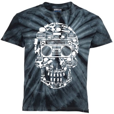 Hip Hop Boombox Hiphop Boombox Skull Kids Tie-Dye T-Shirt