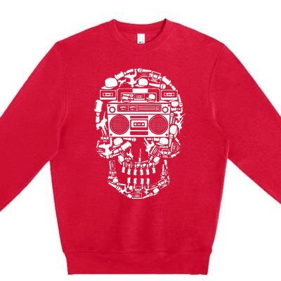 Hip Hop Boombox Hiphop Boombox Skull Premium Crewneck Sweatshirt