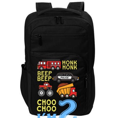 Honk Honk Beep Beep Coo Choo I'm 2 Birthday Kids Apparel Gift Impact Tech Backpack