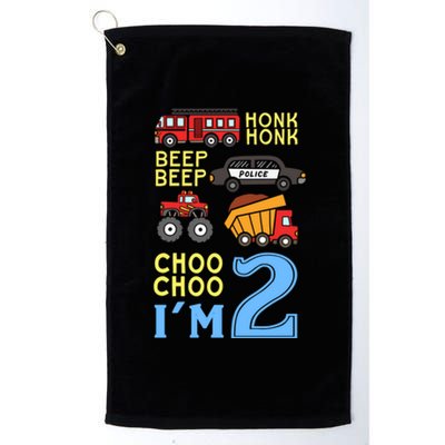 Honk Honk Beep Beep Coo Choo I'm 2 Birthday Kids Apparel Gift Platinum Collection Golf Towel