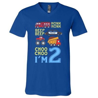 Honk Honk Beep Beep Coo Choo I'm 2 Birthday Kids Apparel Gift V-Neck T-Shirt