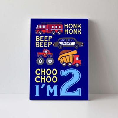 Honk Honk Beep Beep Coo Choo I'm 2 Birthday Kids Apparel Gift Canvas