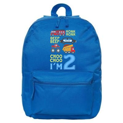Honk Honk Beep Beep Coo Choo I'm 2 Birthday Kids Apparel Gift 16 in Basic Backpack