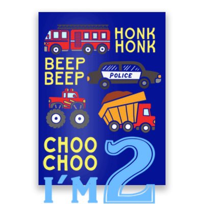 Honk Honk Beep Beep Coo Choo I'm 2 Birthday Kids Apparel Gift Poster