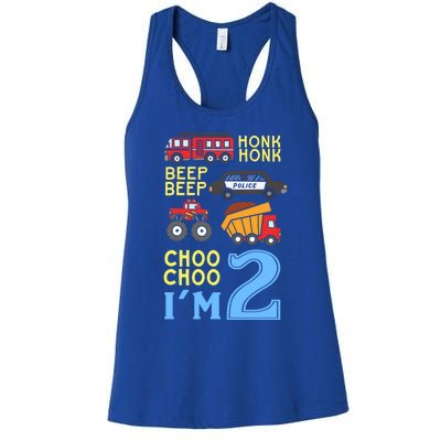 Honk Honk Beep Beep Coo Choo I'm 2 Birthday Kids Apparel Gift Women's Racerback Tank