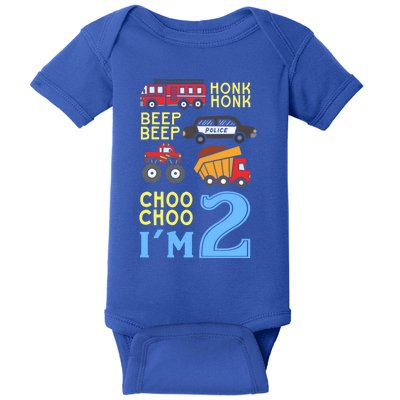 Honk Honk Beep Beep Coo Choo I'm 2 Birthday Kids Apparel Gift Baby Bodysuit