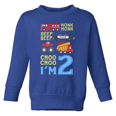 Honk Honk Beep Beep Coo Choo I'm 2 Birthday Kids Apparel Gift Toddler Sweatshirt