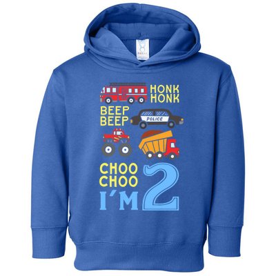 Honk Honk Beep Beep Coo Choo I'm 2 Birthday Kids Apparel Gift Toddler Hoodie