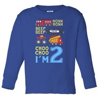 Honk Honk Beep Beep Coo Choo I'm 2 Birthday Kids Apparel Gift Toddler Long Sleeve Shirt