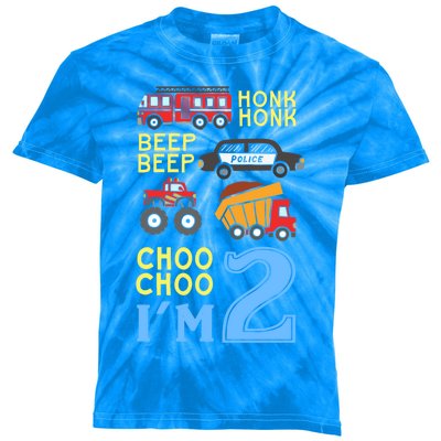 Honk Honk Beep Beep Coo Choo I'm 2 Birthday Kids Apparel Gift Kids Tie-Dye T-Shirt