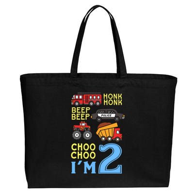 Honk Honk Beep Beep Coo Choo I'm 2 Birthday Kids Apparel Gift Cotton Canvas Jumbo Tote