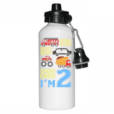 Honk Honk Beep Beep Coo Choo I'm 2 Birthday Kids Apparel Gift Aluminum Water Bottle