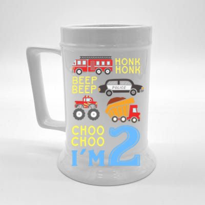 Honk Honk Beep Beep Coo Choo I'm 2 Birthday Kids Apparel Gift Beer Stein