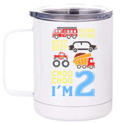 Honk Honk Beep Beep Coo Choo I'm 2 Birthday Kids Apparel Gift 12 oz Stainless Steel Tumbler Cup