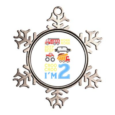 Honk Honk Beep Beep Coo Choo I'm 2 Birthday Kids Apparel Gift Metallic Star Ornament