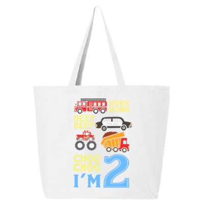 Honk Honk Beep Beep Coo Choo I'm 2 Birthday Kids Apparel Gift 25L Jumbo Tote