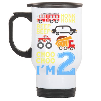 Honk Honk Beep Beep Coo Choo I'm 2 Birthday Kids Apparel Gift Stainless Steel Travel Mug