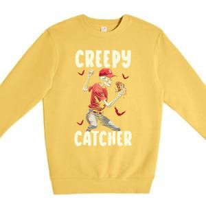 Happy Halloween Baseball Spooky Catcher Trick Or Treat Gift Premium Crewneck Sweatshirt