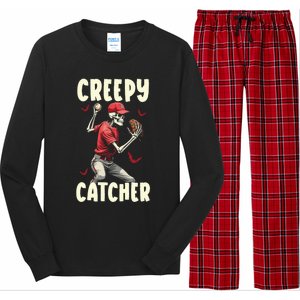 Happy Halloween Baseball Spooky Catcher Trick Or Treat Gift Long Sleeve Pajama Set