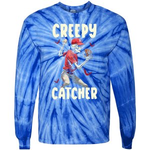 Happy Halloween Baseball Spooky Catcher Trick Or Treat Gift Tie-Dye Long Sleeve Shirt