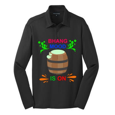 Happy Holi Bhang Mood Is On Indian Festival Of Colors 2021 Meaningful Gift Silk Touch Performance Long Sleeve Polo