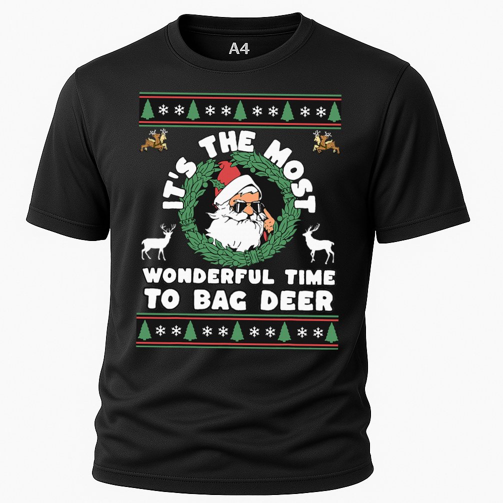 Holiday Hunting Bag with Festive Deer Cooling Performance Crew T-Shirt