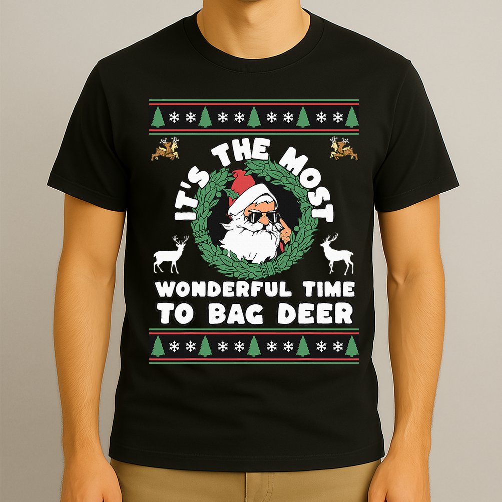 Holiday Hunting Bag with Festive Deer T-Shirt