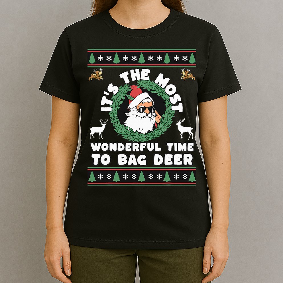 Holiday Hunting Bag with Festive Deer T-Shirt