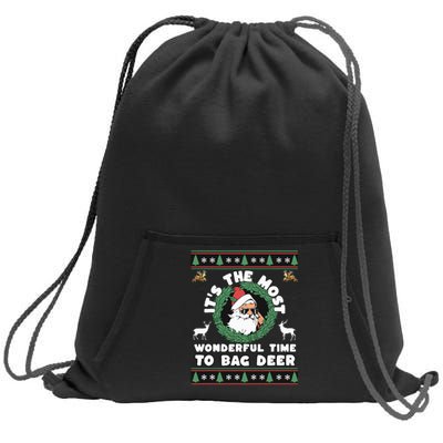 Holiday Hunting Bag with Festive Deer Sweatshirt Cinch Pack Bag