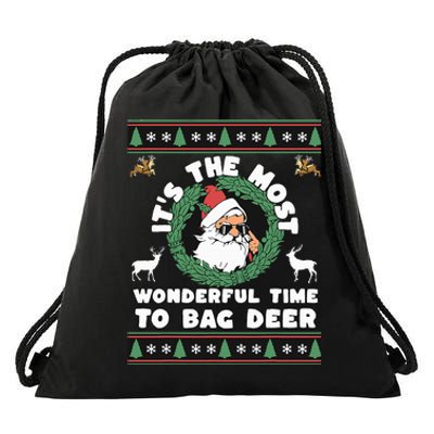 Holiday Hunting Bag with Festive Deer Drawstring Bag