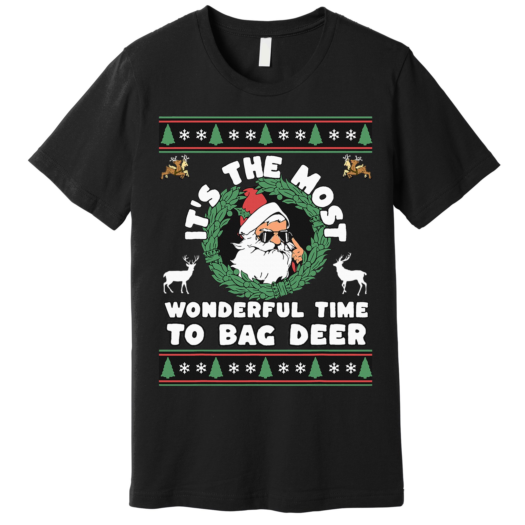 Holiday Hunting Bag with Festive Deer Premium T-Shirt