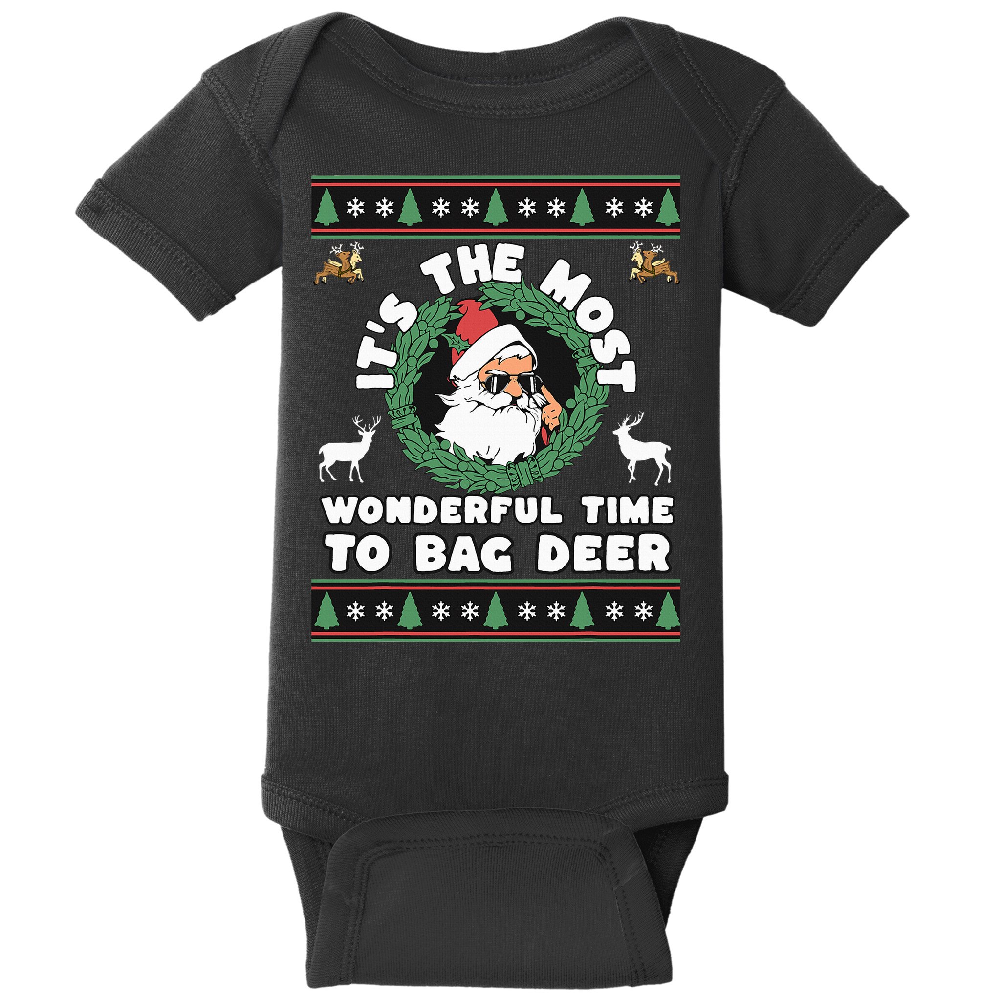 Holiday Hunting Bag with Festive Deer Baby Bodysuit
