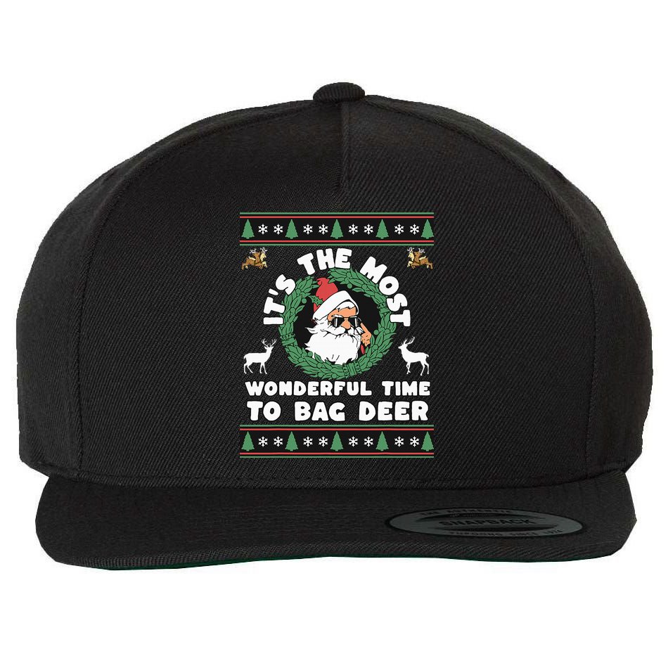 Holiday Hunting Bag with Festive Deer Wool Snapback Cap
