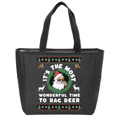 Holiday Hunting Bag with Festive Deer Zip Tote Bag